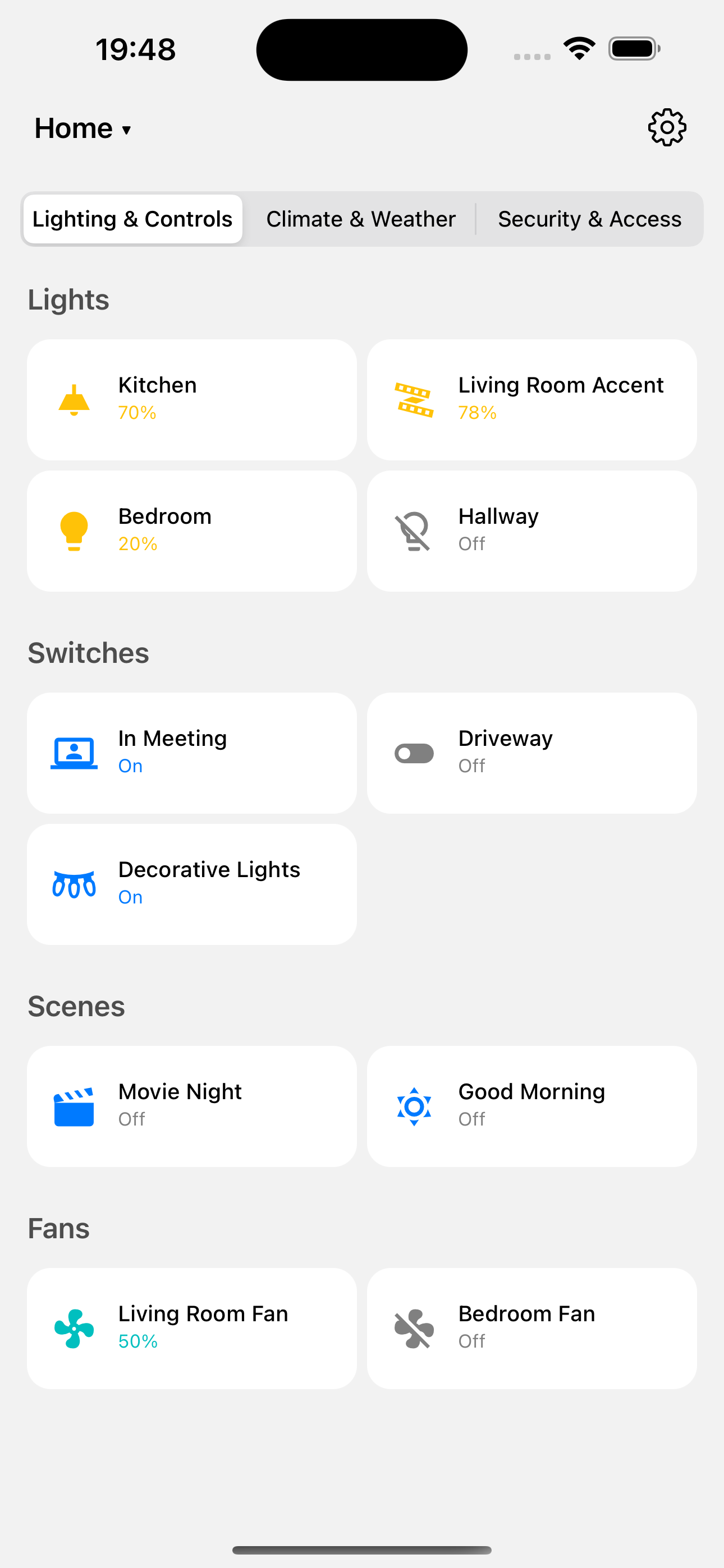 HA Dashboard on iPhone - Light mode